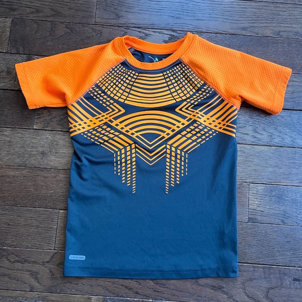 Jumping Beans Boy's 7 Dri Fit Tee Shirt TShirt Dry Fit Crewneck Orange Gray